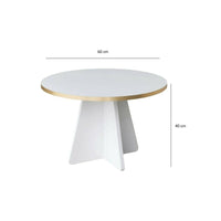 Tavolino da salotto Armanda, Tavolo basso da caffè, Portariviste per divano, Ripiano da soggiorno, 60x60h40 cm, Oro e Bianco