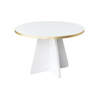 Tavolino da salotto Armanda, Tavolo basso da caffè, Portariviste per divano, Ripiano da soggiorno, 60x60h40 cm, Oro e Bianco