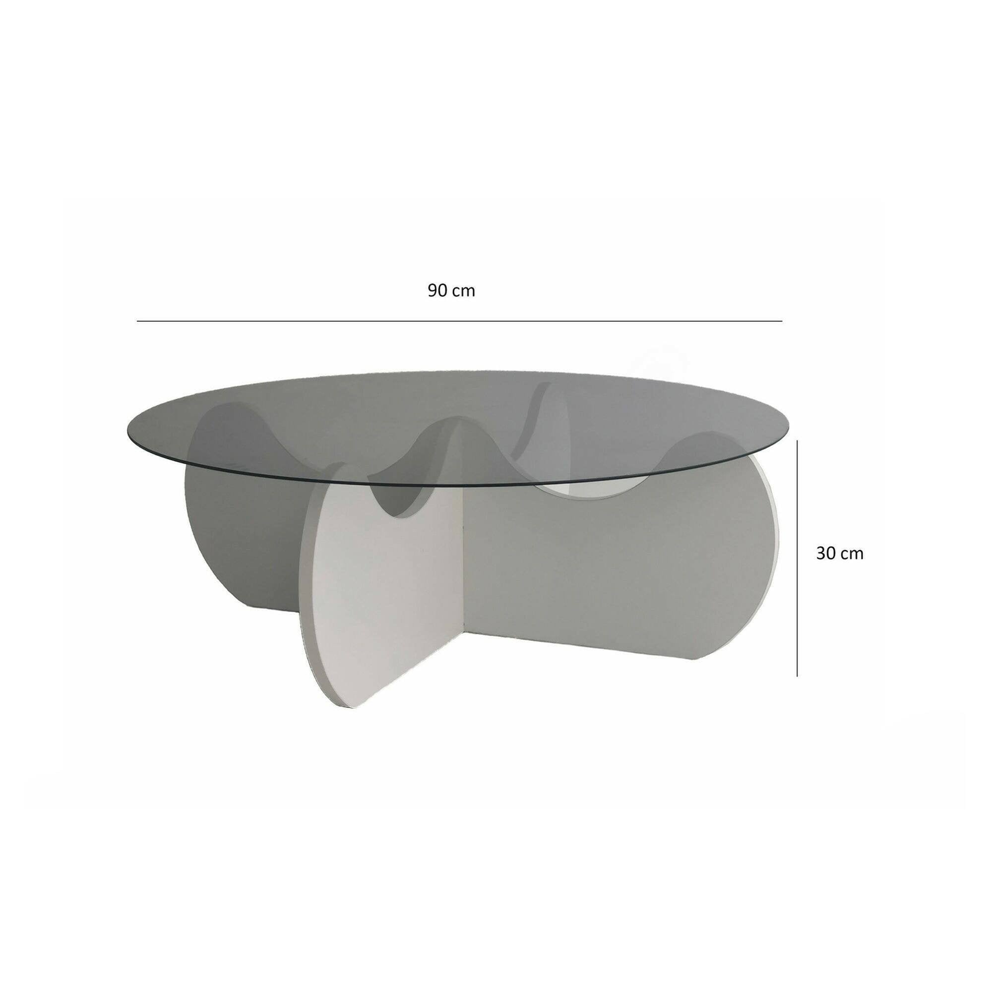 Tavolino da salotto Willow, Tavolo basso da caffè, Portariviste per divano, Ripiano da soggiorno, 90x90h30 cm, Bianco