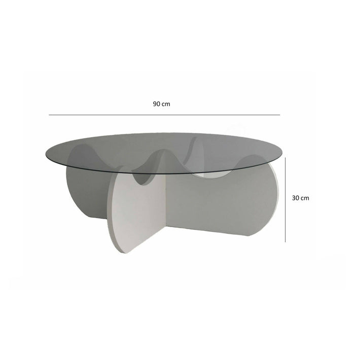 Tavolino da salotto Willow, Tavolo basso da caffè, Portariviste per divano, Ripiano da soggiorno, 90x90h30 cm, Bianco