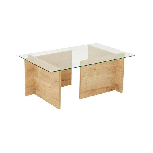 Tavolino da salotto Teti, Tavolo basso da caffè, Portariviste per divano, Ripiano da soggiorno, 105x65h40 cm, Quercia