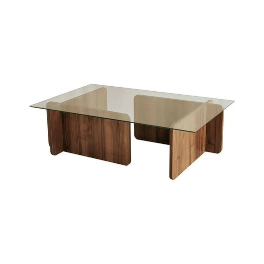 Tavolino da salotto Teti, Tavolo basso da caffè, Portariviste per divano, Ripiano da soggiorno, 105x65h40 cm, Noce