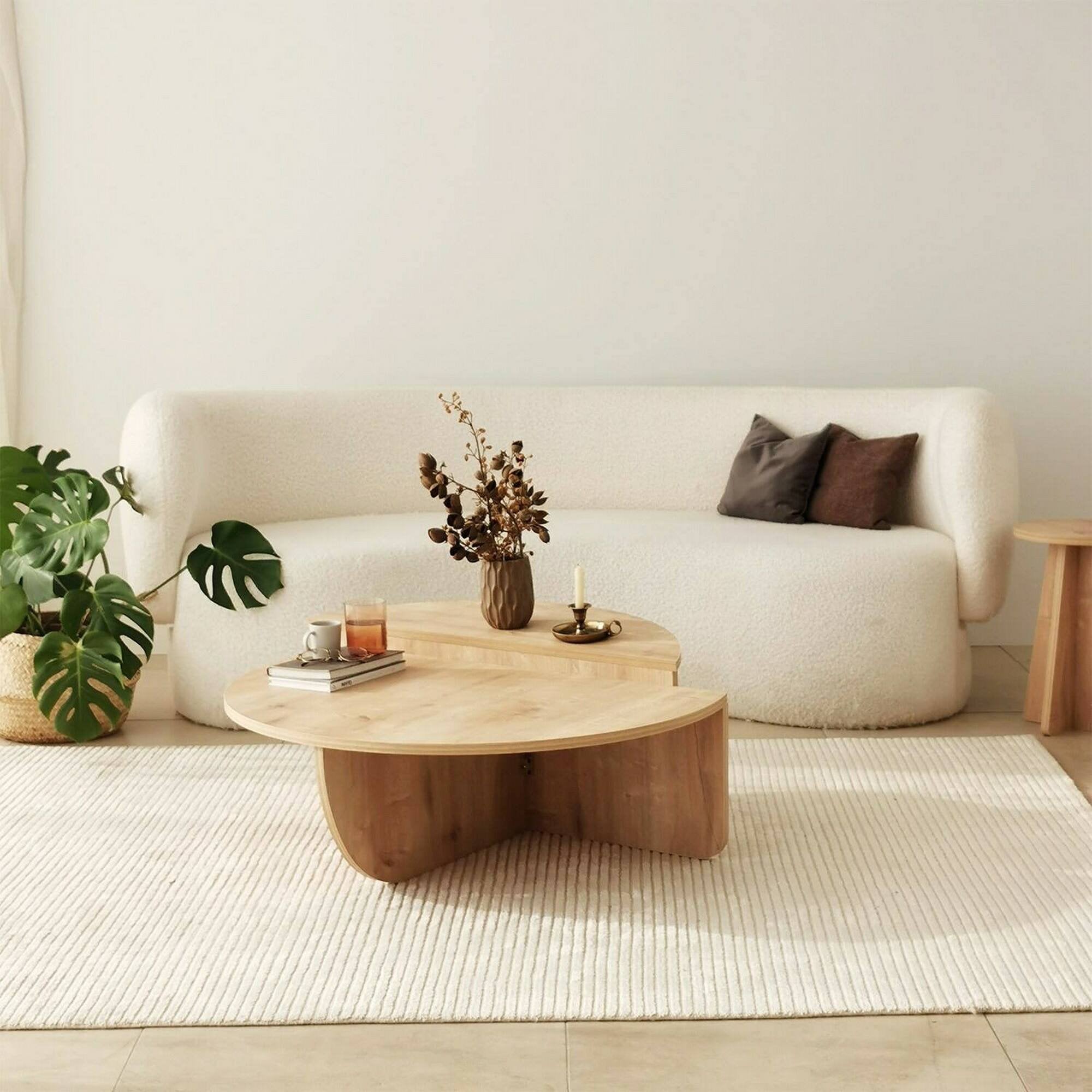 Tavolino da salotto Azim, Tavolo basso da caffè, Portariviste per divano, Ripiano da soggiorno, 90x90h35 cm, Rovere