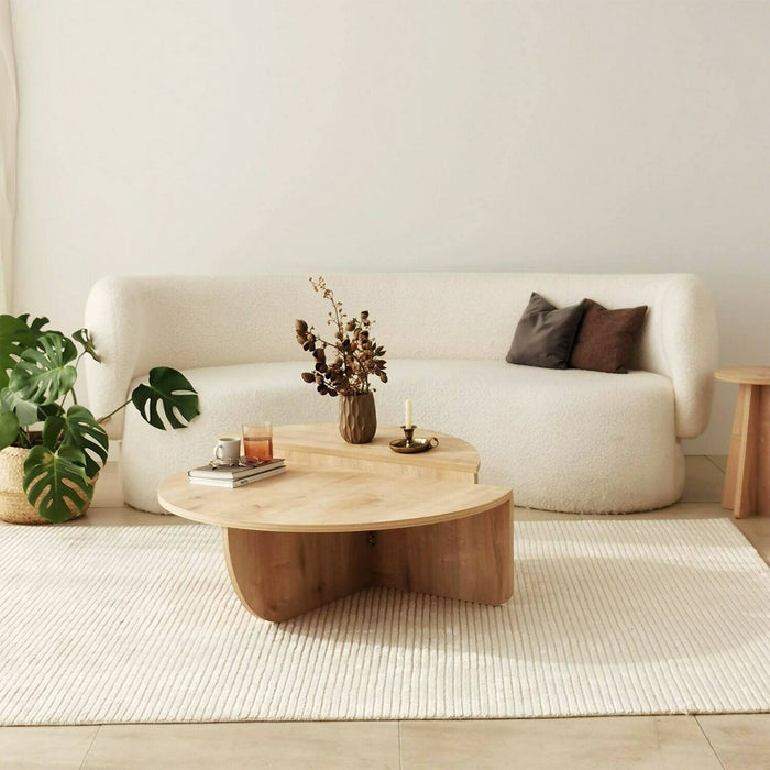 Tavolino da salotto Azim, Tavolo basso da caffè, Portariviste per divano, Ripiano da soggiorno, 90x90h35 cm, Rovere