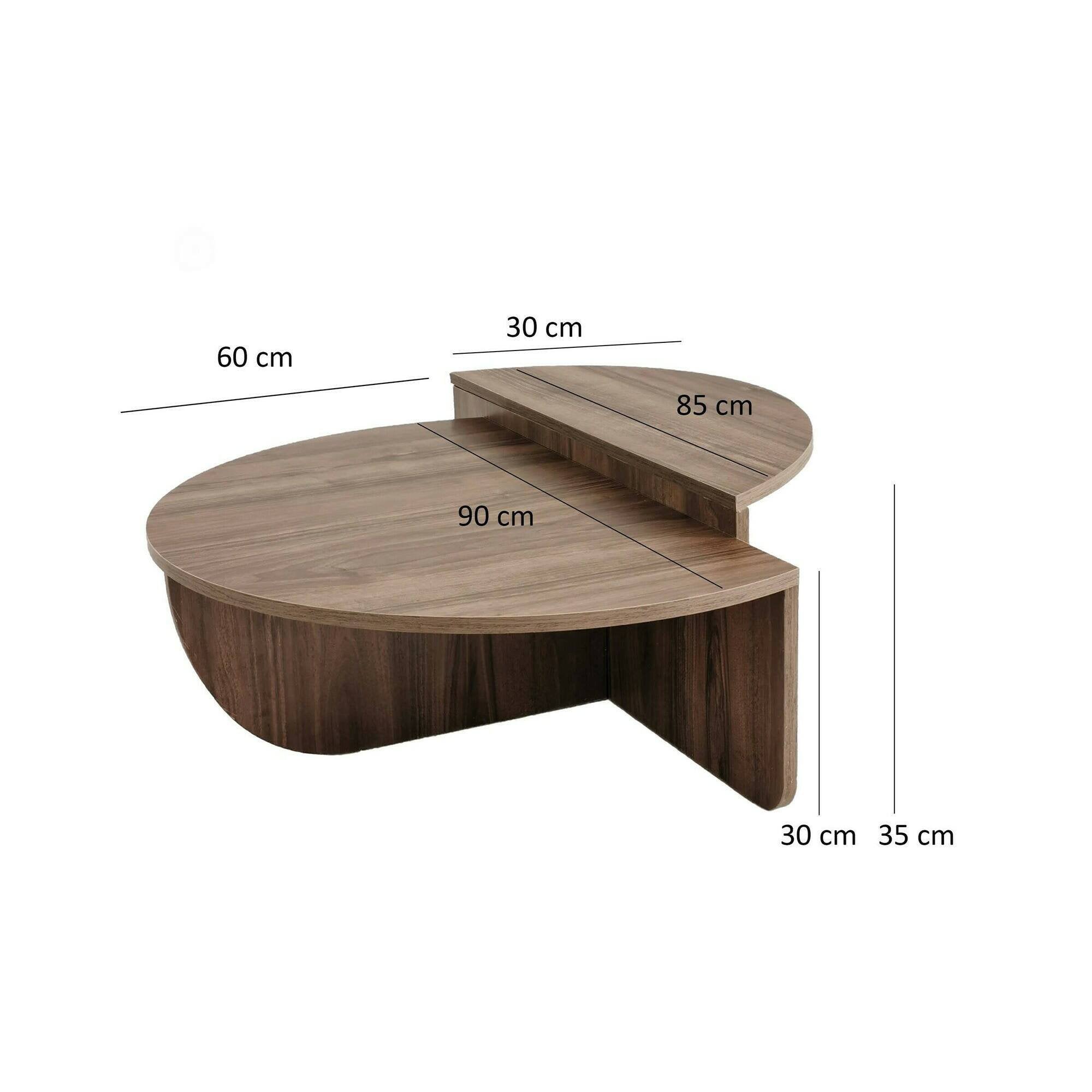 Tavolino da salotto Azim, Tavolo basso da caffè, Portariviste per divano, Ripiano da soggiorno, 90x90h35 cm, Noce Scuro