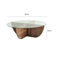 Tavolino da salotto Jolanda, Tavolo basso da caffè, Portariviste per divano, Ripiano da soggiorno, 90x90h30 cm, Noce