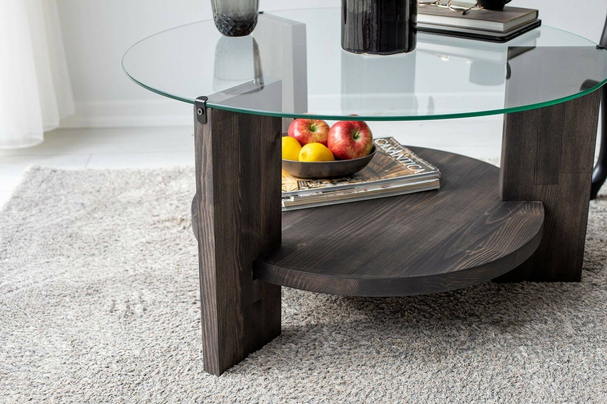 Tavolino da salotto Felino, Tavolo basso da caffè, Portariviste per divano, Ripiano da soggiorno, 75x75h40 cm, Antracite