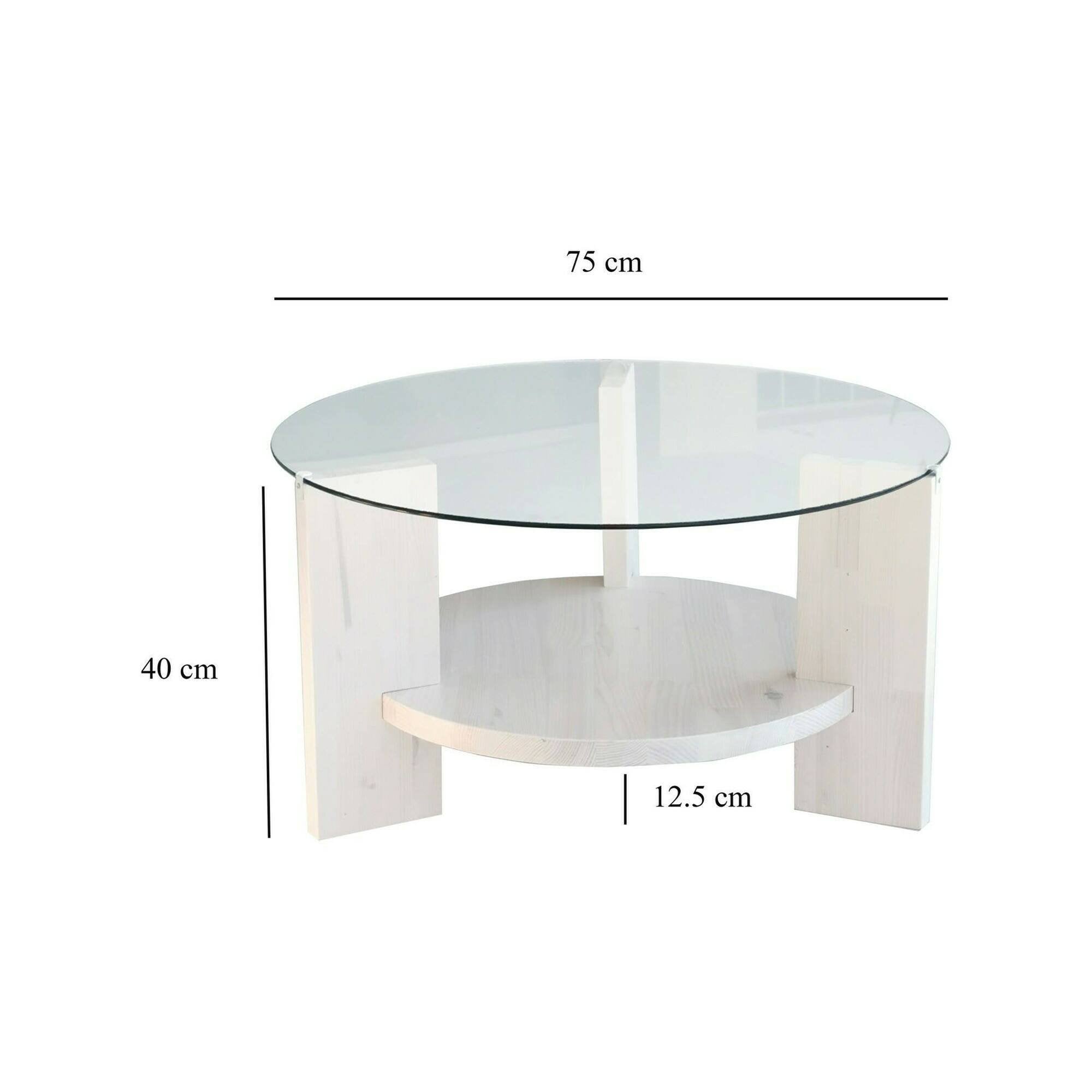 Tavolino da salotto Felino, Tavolo basso da caffè, Portariviste per divano, Ripiano da soggiorno, 75x75h40 cm, Bianco