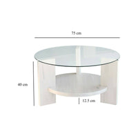 Tavolino da salotto Felino, Tavolo basso da caffè, Portariviste per divano, Ripiano da soggiorno, 75x75h40 cm, Bianco