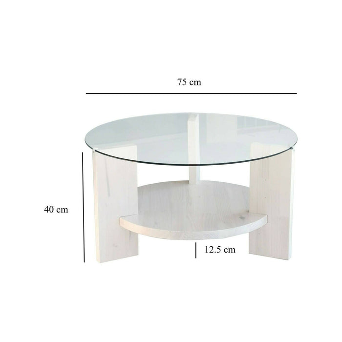 Tavolino da salotto Felino, Tavolo basso da caffè, Portariviste per divano, Ripiano da soggiorno, 75x75h40 cm, Bianco