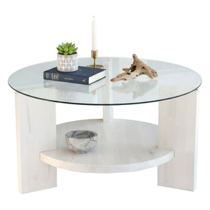 Tavolino da salotto Felino, Tavolo basso da caffè, Portariviste per divano, Ripiano da soggiorno, 75x75h40 cm, Bianco