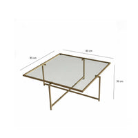 Tavolino da salotto Mascate, Tavolo basso da caffè, Portariviste per divano, Ripiano da soggiorno, 85x85h35 cm, Oro