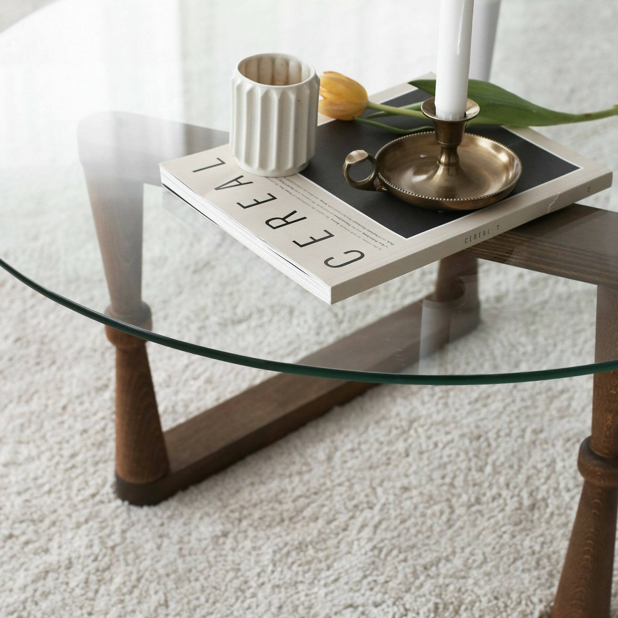 Tavolino da salotto Belvi, Tavolo basso da caffè, Portariviste per divano, Ripiano da soggiorno, 80x80h41 cm, Noce