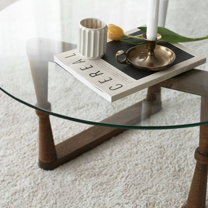 Tavolino da salotto Belvi, Tavolo basso da caffè, Portariviste per divano, Ripiano da soggiorno, 80x80h41 cm, Noce