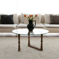 Tavolino da salotto Belvi, Tavolo basso da caffè, Portariviste per divano, Ripiano da soggiorno, 80x80h41 cm, Noce