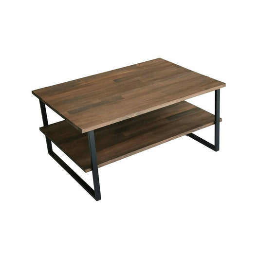 Tavolino da salotto Aprica, Tavolo basso da caffè, Portariviste per divano, Ripiano da soggiorno, 85x60h40 cm, Noce