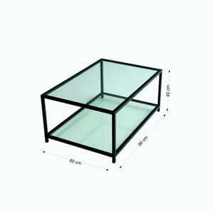 Tavolino da salotto Mina, Tavolo basso da caffè, Portariviste per divano, Ripiano da soggiorno, 90x60h40 cm, Nero