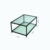 Tavolino da salotto Mina, Tavolo basso da caffè, Portariviste per divano, Ripiano da soggiorno, 90x60h40 cm, Tortora e Nero