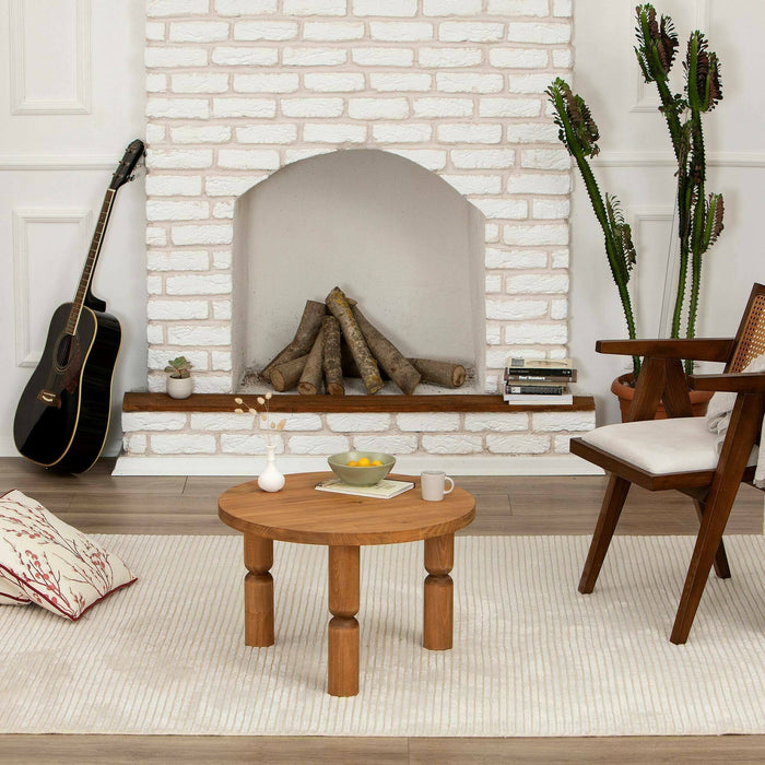 Tavolino da salotto Victorine, Tavolo basso da caffè, Portariviste per divano, Ripiano da soggiorno, 60x60h40 cm, Quercia