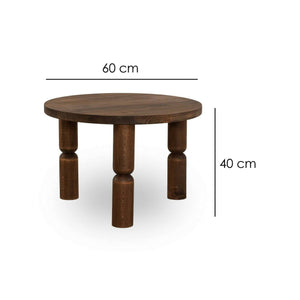 Tavolino da salotto Victorine, Tavolo basso da caffè, Portariviste per divano, Ripiano da soggiorno, 60x60h40 cm, Noce