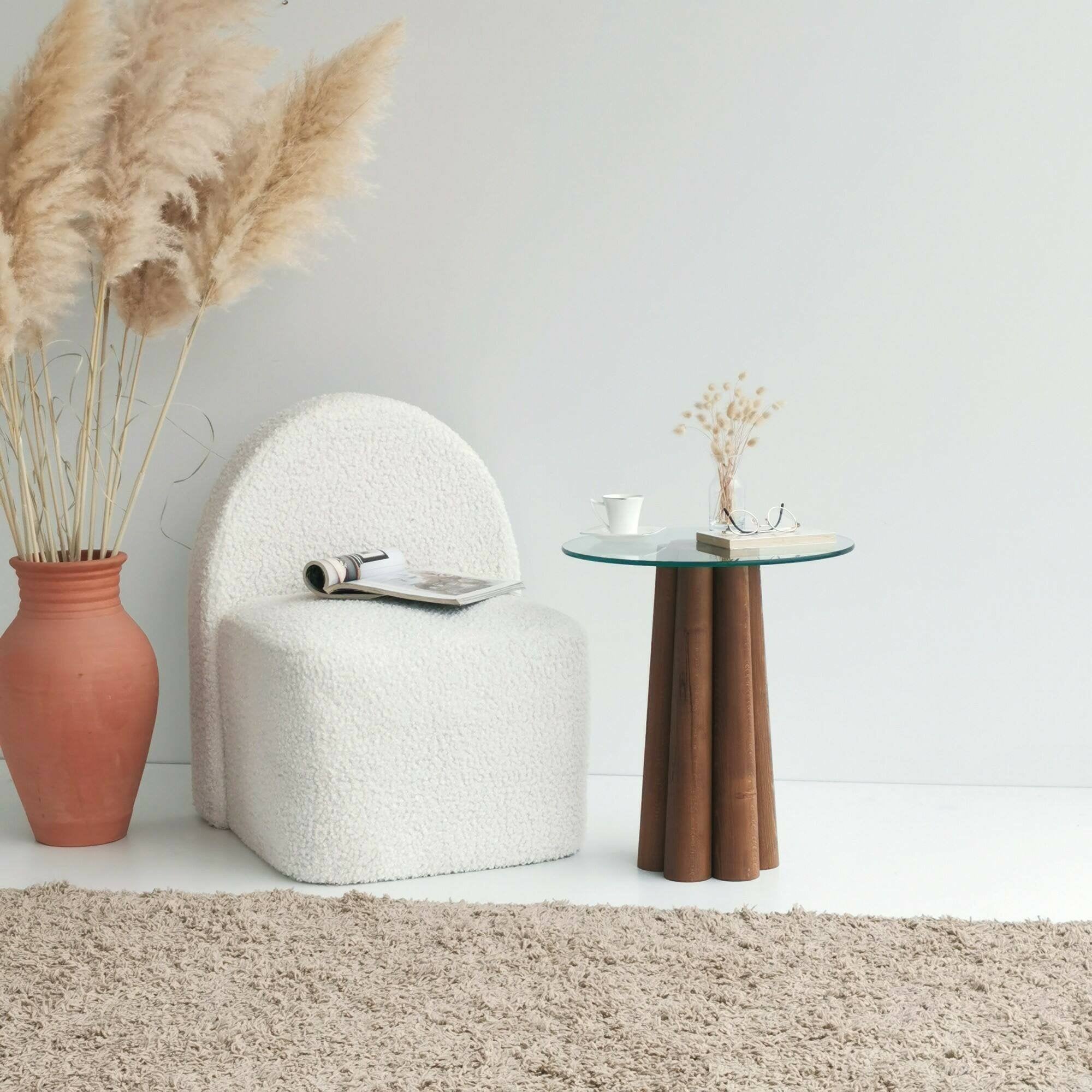 Tavolino da salotto Brasilia, Tavolo basso da caffè, Portariviste per divano, Ripiano da soggiorno, 45x50h50 cm, Noce