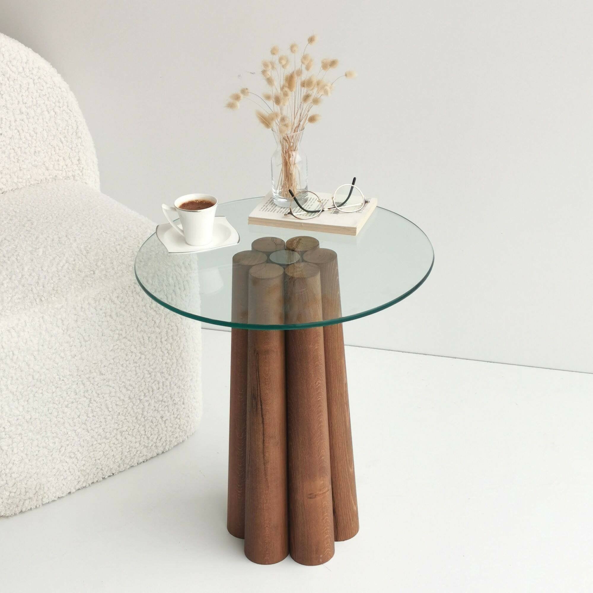 Tavolino da salotto Brasilia, Tavolo basso da caffè, Portariviste per divano, Ripiano da soggiorno, 45x50h50 cm, Noce