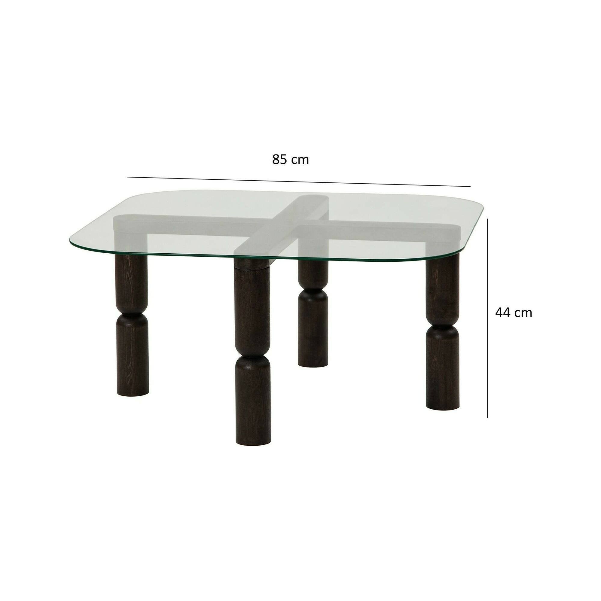 Tavolino da salotto Gran, Tavolo basso da caffè, Portariviste per divano, Ripiano da soggiorno, 80x80h40 cm, Antracite e Trasparente