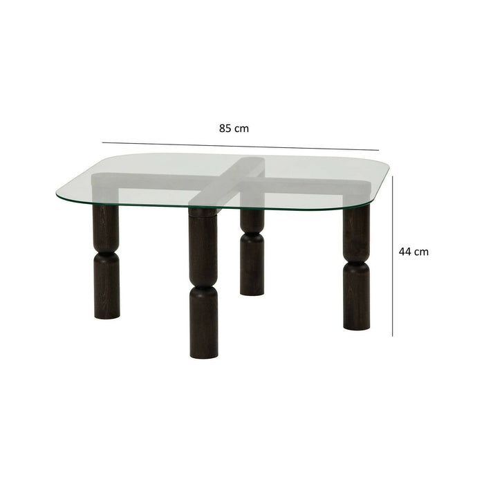 Tavolino da salotto Gran, Tavolo basso da caffè, Portariviste per divano, Ripiano da soggiorno, 80x80h40 cm, Antracite e Trasparente