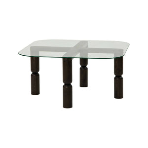 Tavolino da salotto Gran, Tavolo basso da caffè, Portariviste per divano, Ripiano da soggiorno, 80x80h40 cm, Antracite e Trasparente