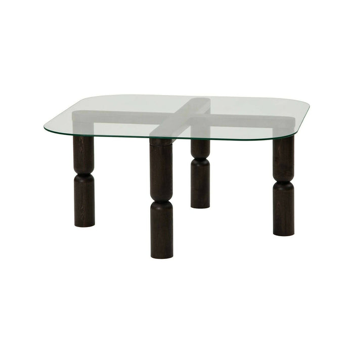 Tavolino da salotto Gran, Tavolo basso da caffè, Portariviste per divano, Ripiano da soggiorno, 80x80h40 cm, Antracite e Trasparente