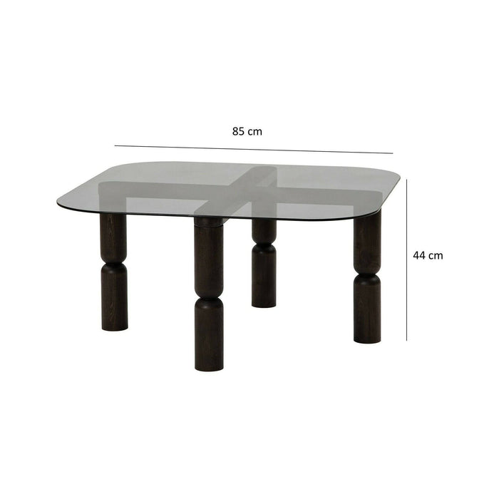 Tavolino da salotto Gran, Tavolo basso da caffè, Portariviste per divano, Ripiano da soggiorno, 80x80h40 cm, Antracite e Fumè