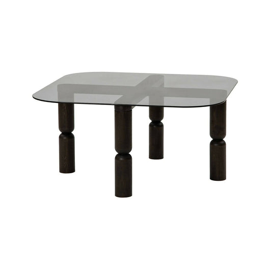 Tavolino da salotto Gran, Tavolo basso da caffè, Portariviste per divano, Ripiano da soggiorno, 80x80h40 cm, Antracite e Fumè