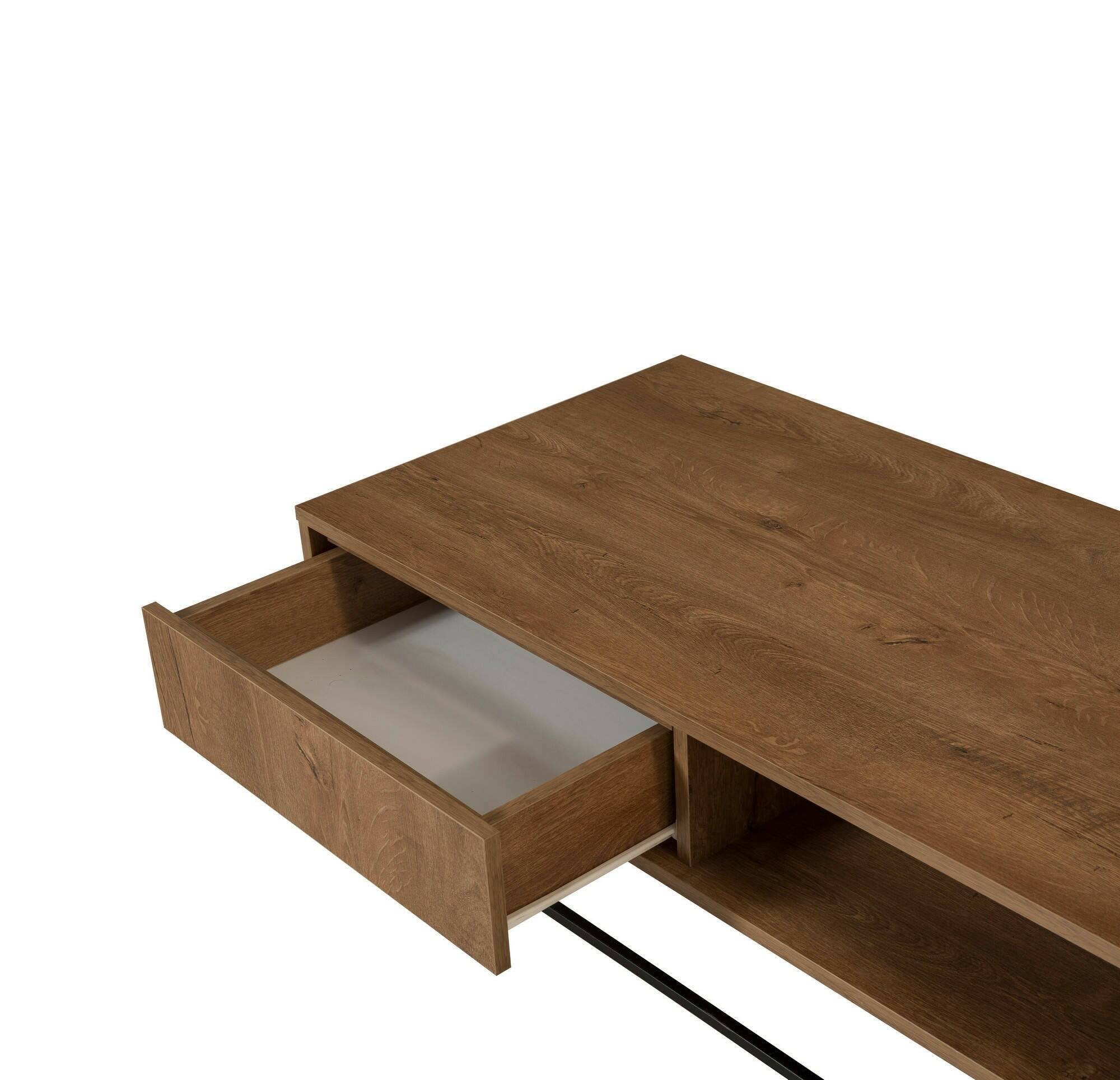 Tavolino da salotto Bard, Tavolo basso da caffè, Portariviste per divano, Ripiano da soggiorno, 120x60h43 cm, Noce e Nero
