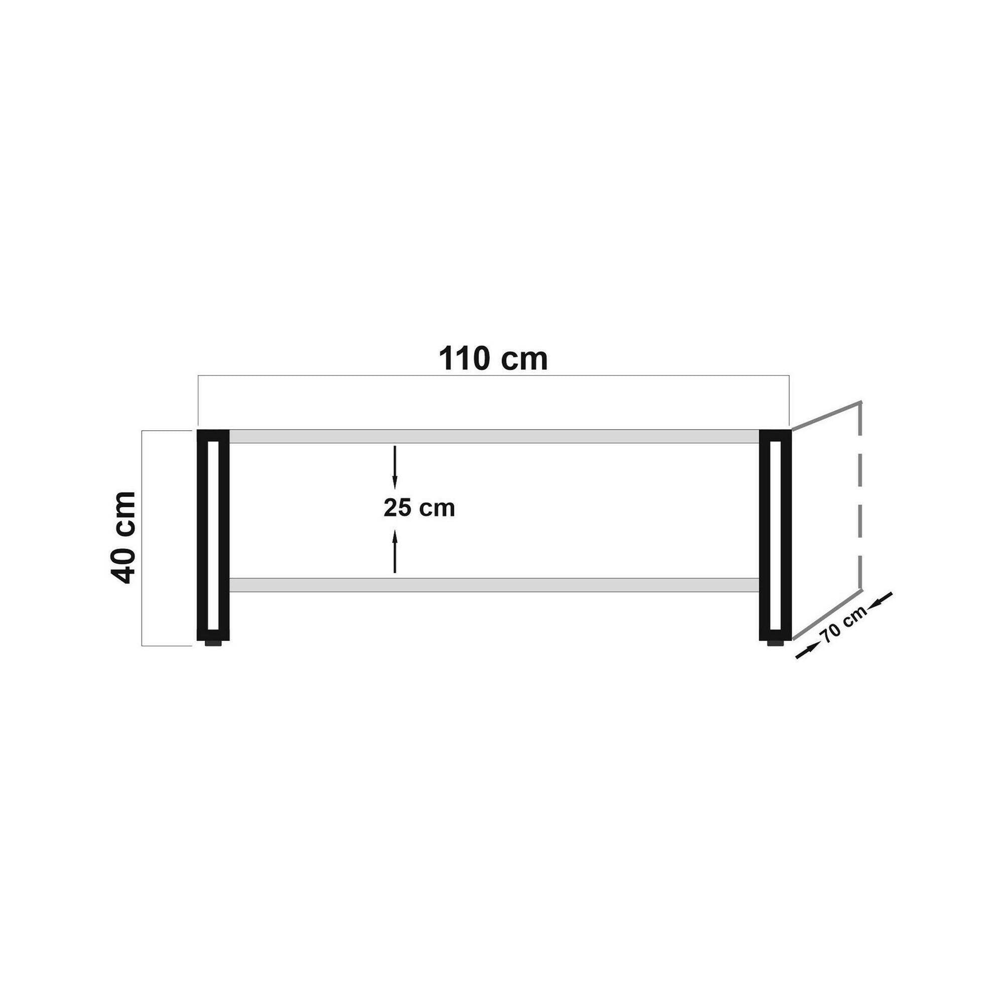 Tavolino da salotto Gioacchina, Tavolo basso da caffè, Portariviste per divano, Ripiano da soggiorno, 110x70h40 cm, Quercia e Nero