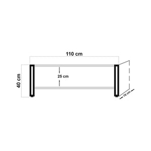 Tavolino da salotto Gioacchina, Tavolo basso da caffè, Portariviste per divano, Ripiano da soggiorno, 110x70h40 cm, Quercia e Nero