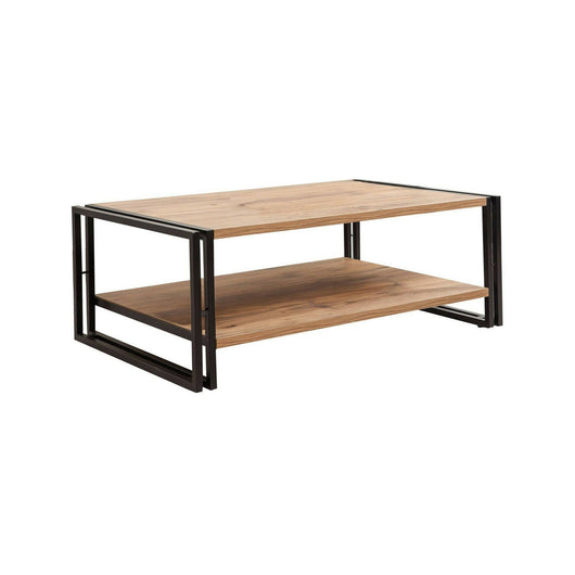 Tavolino da salotto Gioacchina, Tavolo basso da caffè, Portariviste per divano, Ripiano da soggiorno, 110x70h40 cm, Quercia e Nero