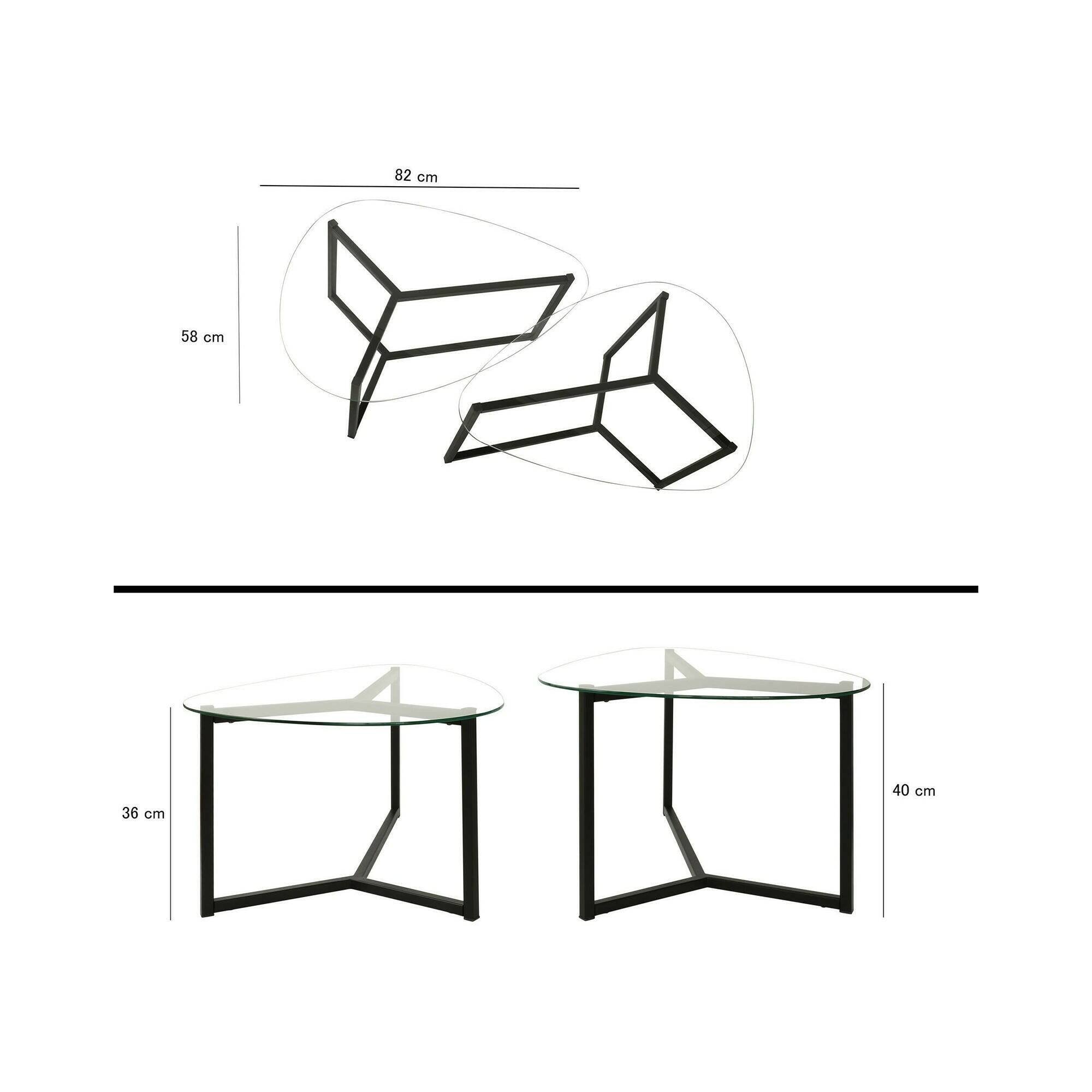 Tavolino da salotto Flora, Tavolo basso da caffè, Portariviste per divano, Ripiano da soggiorno, 82x58h40 cm, Nero