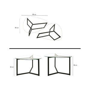 Tavolino da salotto Flora, Tavolo basso da caffè, Portariviste per divano, Ripiano da soggiorno, 82x58h40 cm, Nero