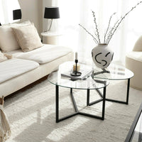 Tavolino da salotto Flora, Tavolo basso da caffè, Portariviste per divano, Ripiano da soggiorno, 82x58h40 cm, Nero
