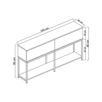 Credenza Basilia, Buffet da soggiorno, Madia da salotto, Dispensa da cucina, 150x30h80 cm, Antracite e Oro