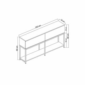 Credenza Basilia, Buffet da soggiorno, Madia da salotto, Dispensa da cucina, 150x30h80 cm, Antracite e Argento