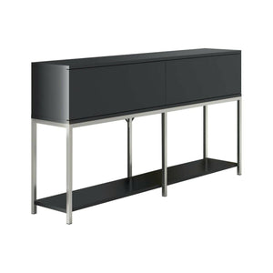 Credenza Basilia, Buffet da soggiorno, Madia da salotto, Dispensa da cucina, 150x30h80 cm, Antracite e Argento