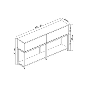 Credenza Basilia, Buffet da soggiorno, Madia da salotto, Dispensa da cucina, 150x30h80 cm, Nero