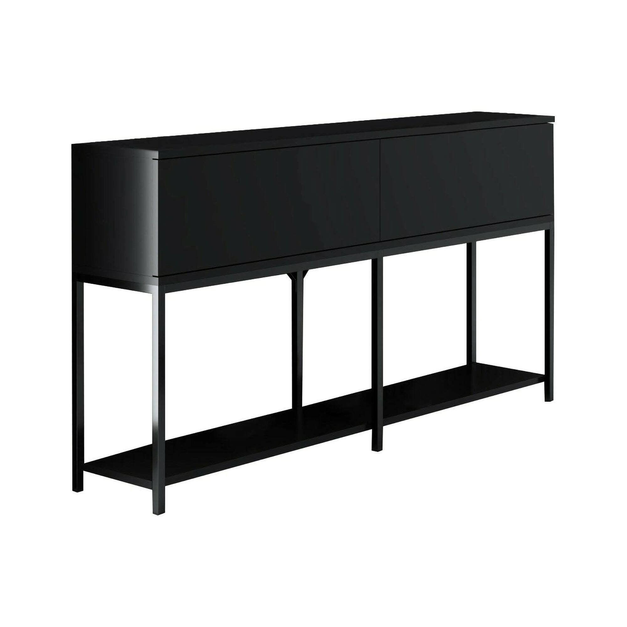 Credenza Basilia, Buffet da soggiorno, Madia da salotto, Dispensa da cucina, 150x30h80 cm, Nero