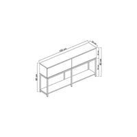 Credenza Basilia, Buffet da soggiorno, Madia da salotto, Dispensa da cucina, 150x30h80 cm, Nero e Argento