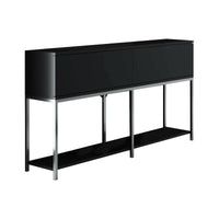 Credenza Basilia, Buffet da soggiorno, Madia da salotto, Dispensa da cucina, 150x30h80 cm, Nero e Argento