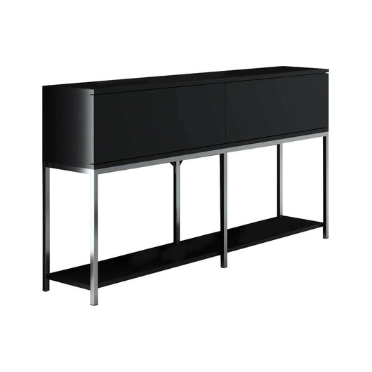 Credenza Basilia, Buffet da soggiorno, Madia da salotto, Dispensa da cucina, 150x30h80 cm, Nero e Argento