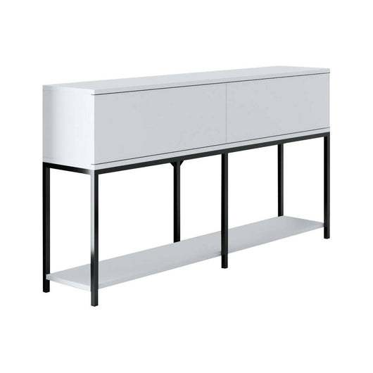 Credenza Basilia, Buffet da soggiorno, Madia da salotto, Dispensa da cucina, 150x30h80 cm, Bianco e Nero