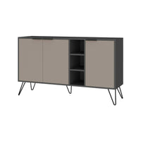 Credenza Alin, Buffet da soggiorno, Madia da salotto, Dispensa da cucina, 142x36h83 cm, Antracite e Beige