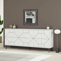 Credenza Africo, Buffet da soggiorno, Madia da salotto, Dispensa da cucina, 184x35h77 cm, Bianco